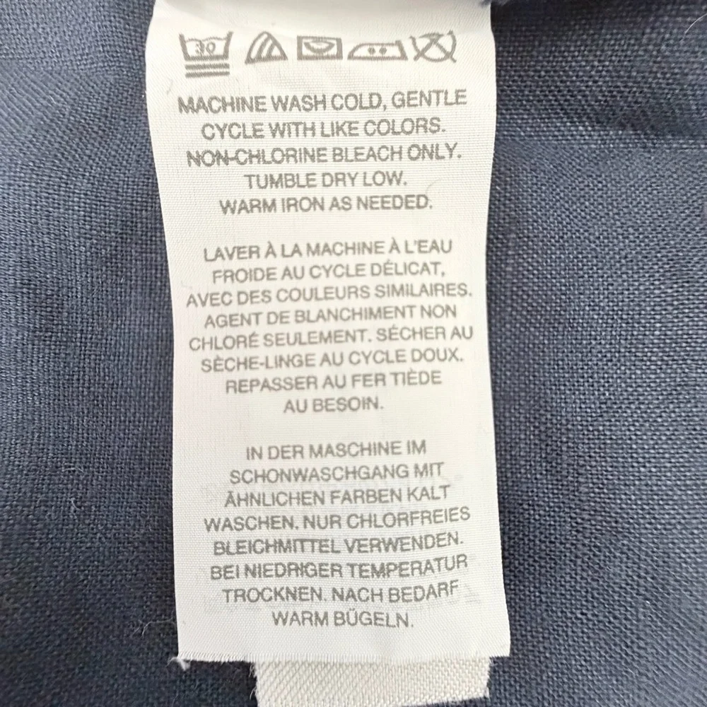 J. Crew Navy Blue Peasant Blouse with Green Embroidery - Picture 8 of 12